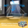 Ductless mini split air conditioner and heater with efficient cooling for up to 1250 sq.ft, featuring a sleek design.