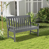 52 Inch All-Weather HDPE Outdoor Bench with Backrest and Armrests-Gray - Gallery View 1 of 8