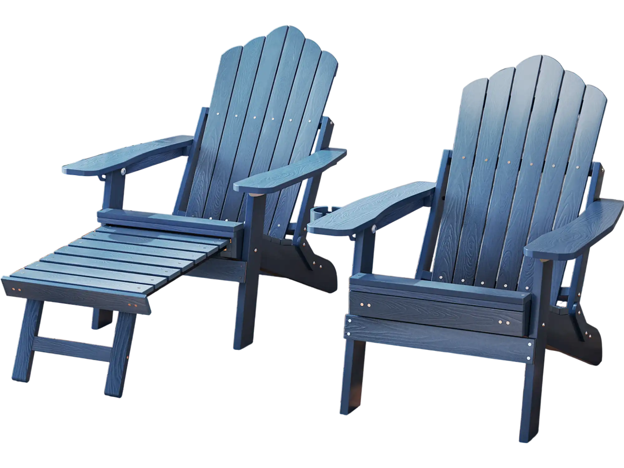 Costway All-Weather HIPS Patio Adirondack Lounge Chair Retractable Footrest Navy 712856349 New