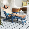 Navy All-Weather HIPS Adirondack lounge chair with retractable footrest, perfect for relaxing in the garden or patio.