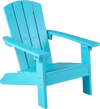 Turquoise All-Weather HIPS kid's Adirondack chair with high backrest and armrests, perfect for indoor and outdoor use.