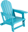 Turquoise all-weather outdoor kids patio chair features ergonomic design, wide armrests, and durable HDPE material for comfort.