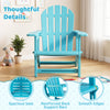 Turquoise all-weather outdoor kids patio seating features a spacious seat, reinforced back support bars, and smooth edges.