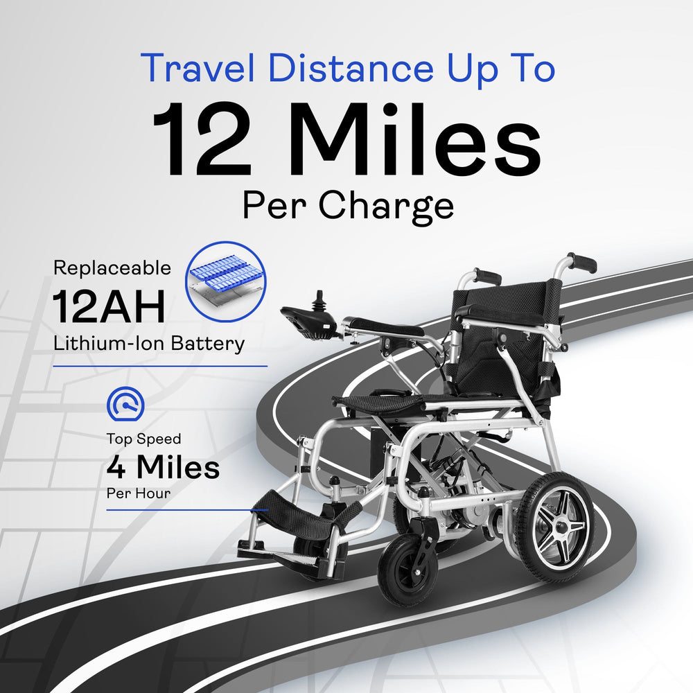Alton Mobility ARTEMIS PRO-Lightweight Foldable Electric Wheelchair 500W 12 miles (Black)