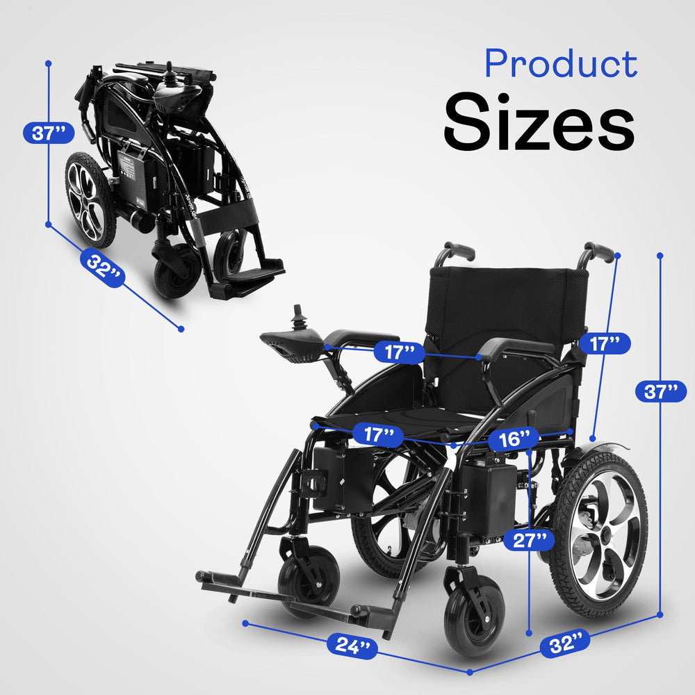 ARTEMIS Lightweight Electric Wheelchair - Black - 265 lbs Capacity
