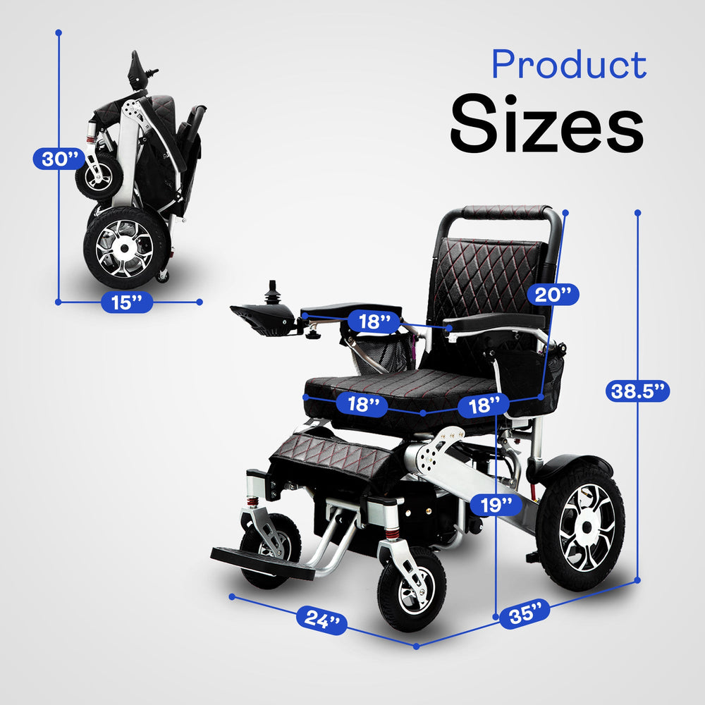 Heavy Duty Folding Electric Wheelchair WOLF (Black) 330 lbs Capacity