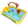 Animal spray pool with slide, featuring jungle design and accessories, perfect for backyard fun for kids aged 2-6.