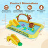 Animal spray pool with slide, featuring a jungle pattern, for kids aged 2-6, ideal for backyard fun and cooling off.