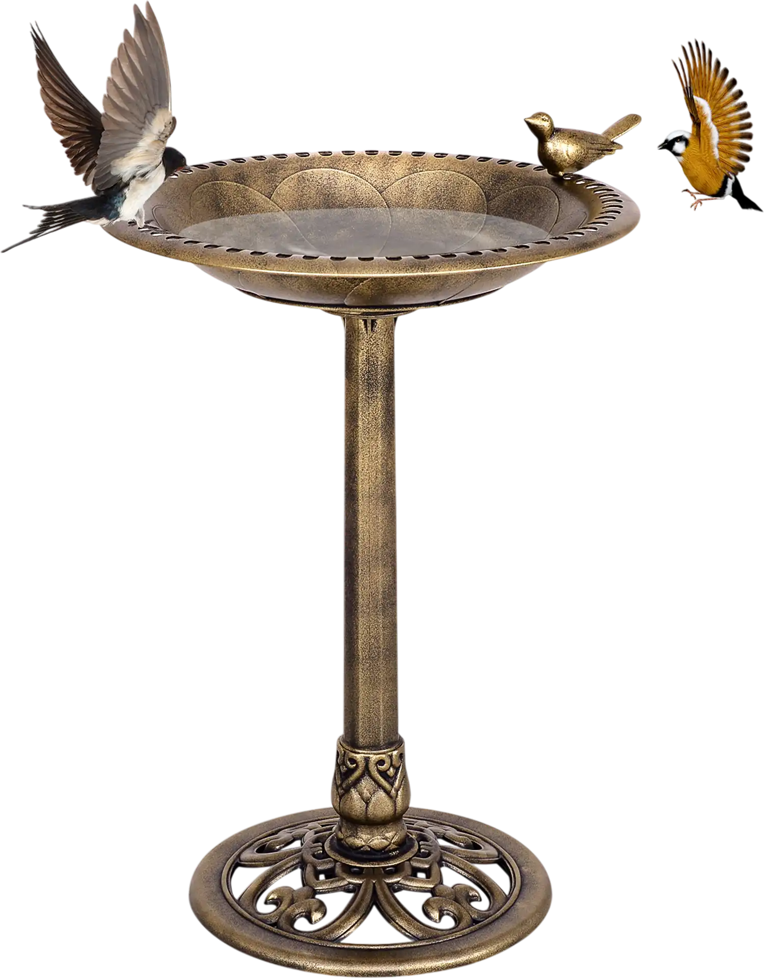 Costway Antique Gold Pedestal Bird Bath Feeder 82075469 New