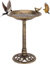 Antique Gold Freestanding Pedestal Bird Bath Feeder