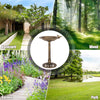 Antique gold freestanding pedestal bird bath feeder with a vintage finish, perfect for attracting birds in gardens or.