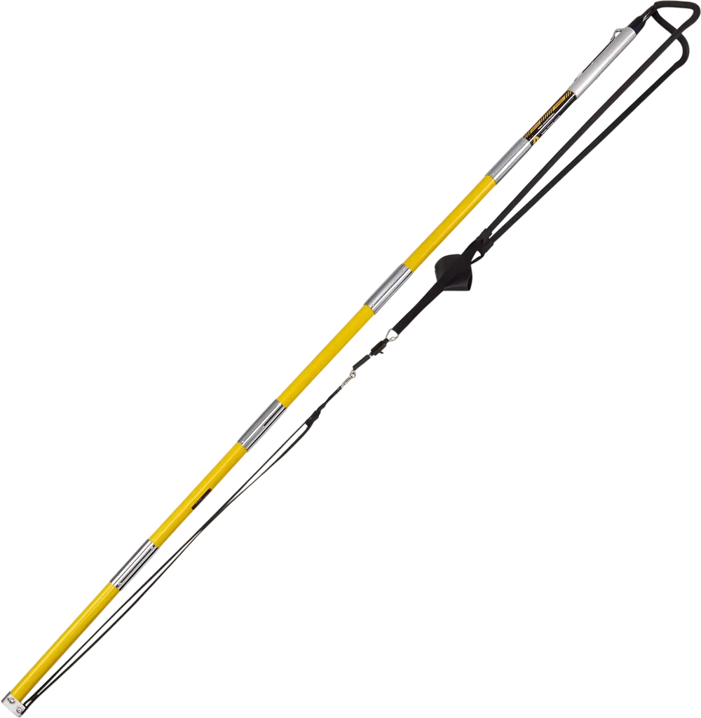 Arborist throw line launcher in yellow, featuring a high-strength fiberglass pole for tree work and effortless throwing up to 115 ft.
