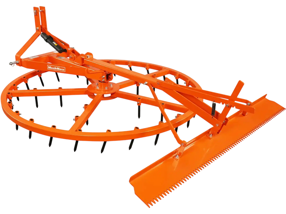72" Arena Spin Harrow Groomer with 35 Tines and Rake Cat.1 3 Point Hitch Grooming Attachment,  AHG72R