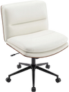 Armless office chair with curved backrest, padded seat, and height-adjustable design in white for versatile use.