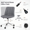 Armless grey office chair with adjustable height, thick sponge cushion, and smooth rolling wheels for versatile use.