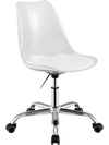 Clear armless rolling office chair with ergonomic design and soft PU leather cushion, ideal for small spaces.