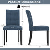 Tufted dining chair dimensions with rubber wood legs, dark blue upholstery, supports up to 400 lbs for stylish dining.