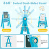 Adjustable height art easel for kids features a 360° swivel design with blackboard and whiteboard for creative fun.