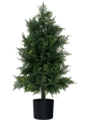 Artificial Cedar Topiary Tree with Plastic Nursery Pot for Porch and Office