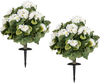 Set of 2 artificial begonia ball trees with 22 vivid flowers, 13-inch size, ideal for porch or garden decoration.