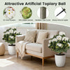 Artificial Begonia Ball Trees set of 2, 13-inch white flowers with realistic trunk, perfect for home or garden decor.