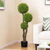 Artificial 4 FT boxwood topiary tree with triple ball design in a weighted pot, perfect for home or shop decor.