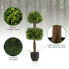 Double ball-shaped 40-inch artificial boxwood topiary tree with dense leaves and lifelike trunk, perfect for home decor.