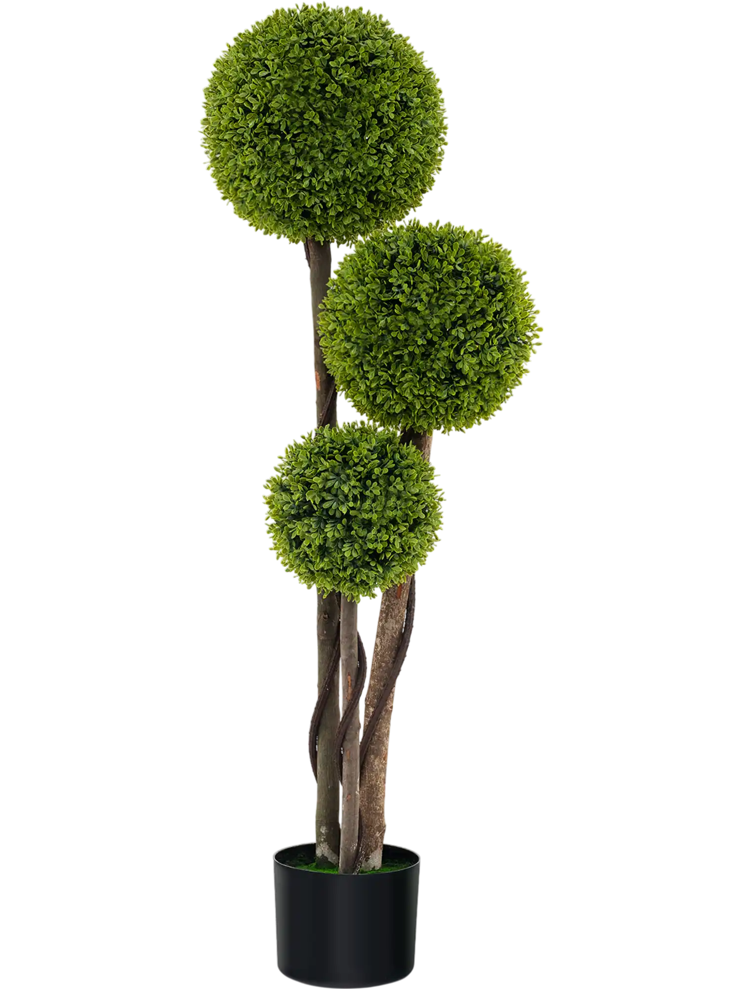 Costway 4' Artificial Boxwood Triple Ball Topiary Tree Weighted Pot 39512764 New