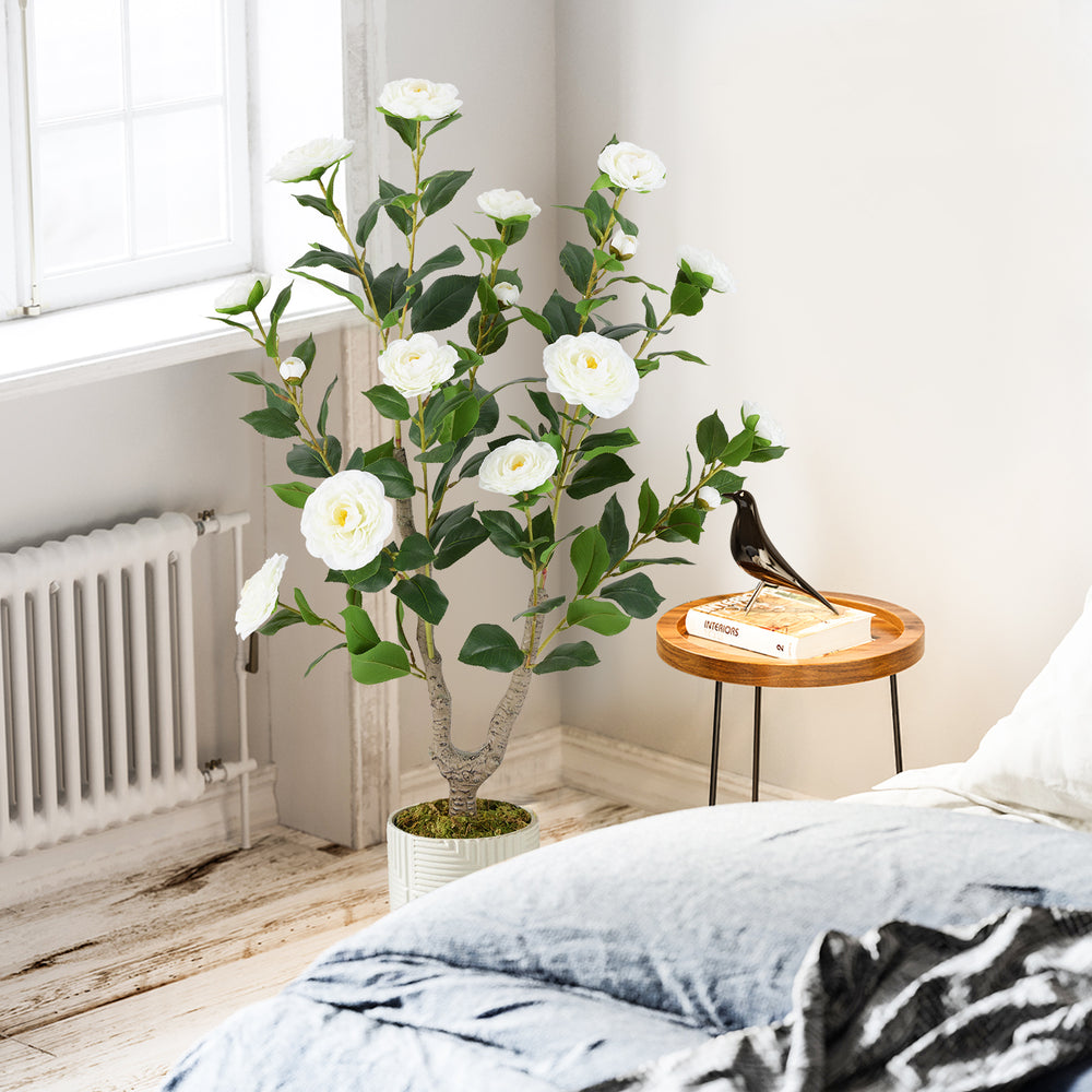 36 Inch Artificial Camellia Tree with Blooming Flower 1 Pack-White - Gallery View 1 of 10