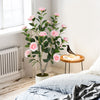 36-inch artificial camellia tree with pink flowers in a stable pot, perfect for home or office decoration.