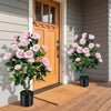 Artificial Camellia Tree Faux Flower Plant in Cement-Filled Pot-Pink - Gallery View 1 of 10