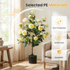 Artificial camellia tree with yellow flowers in a cement-filled pot, perfect for indoor or outdoor decoration.