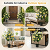Artificial Camellia tree with yellow flowers in a cement-filled pot, perfect for indoor or outdoor spaces like porches.