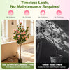 Artificial Camellia Tree with 27 blossoms in a cement pot, offering a timeless look with no maintenance required for home decor.