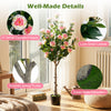 Artificial camellia tree showcasing natural-looking trunks and green moss decoration for a vibrant home accent.