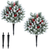 Set of 2 Artificial Cedar Topiary with Ground Spikes for Porch Patio Winter Decoration