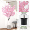 6.5 FT tall artificial cherry blossom tree with 900 pink flowers in a solid cement pot, perfect for indoor decoration.