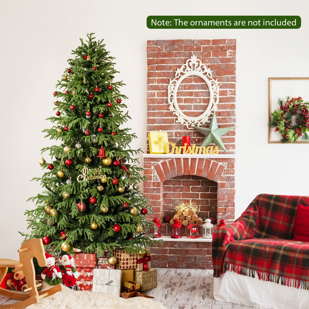Artificial Christmas tree with LED lights, featuring dense PVC mixed branch tips, perfect for festive home decor.