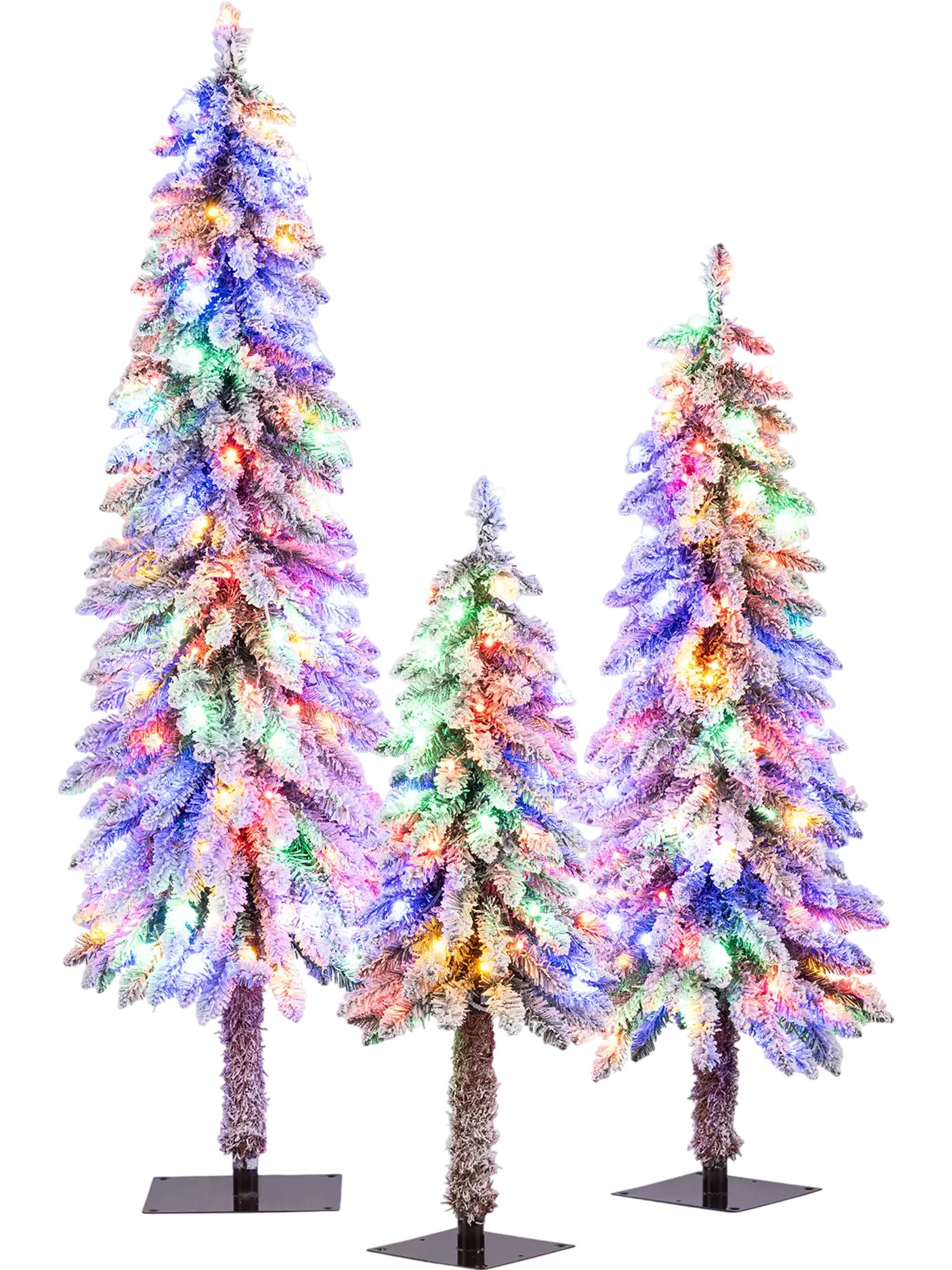 Costway Set of 3 Artificial Snow-Flocked Christmas Trees 46618716 New
