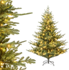 6-foot artificial Christmas tree with 350 warm white LED lights and realistic branch tips, perfect for holiday.