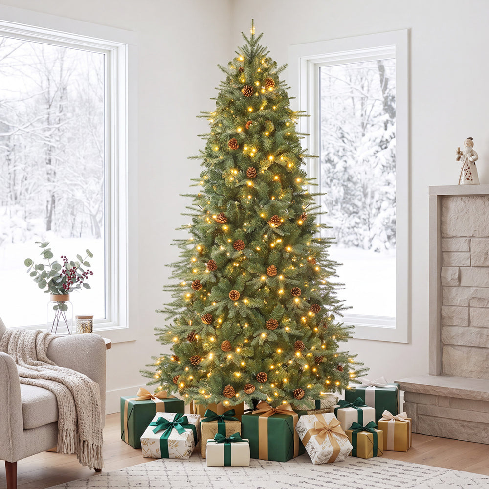 Artificial Christmas Tree with LED Lights and Pine Cones-7' - Gallery View 1 of 10