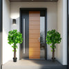 44-inch artificial crabapple tree showcasing dense faux leaves and a sturdy cement-filled pot for stylish home entryway.