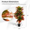 Artificial Croton plant with colorful variegated leaves, 40 inches tall, in a solid pot for easy maintenance and.