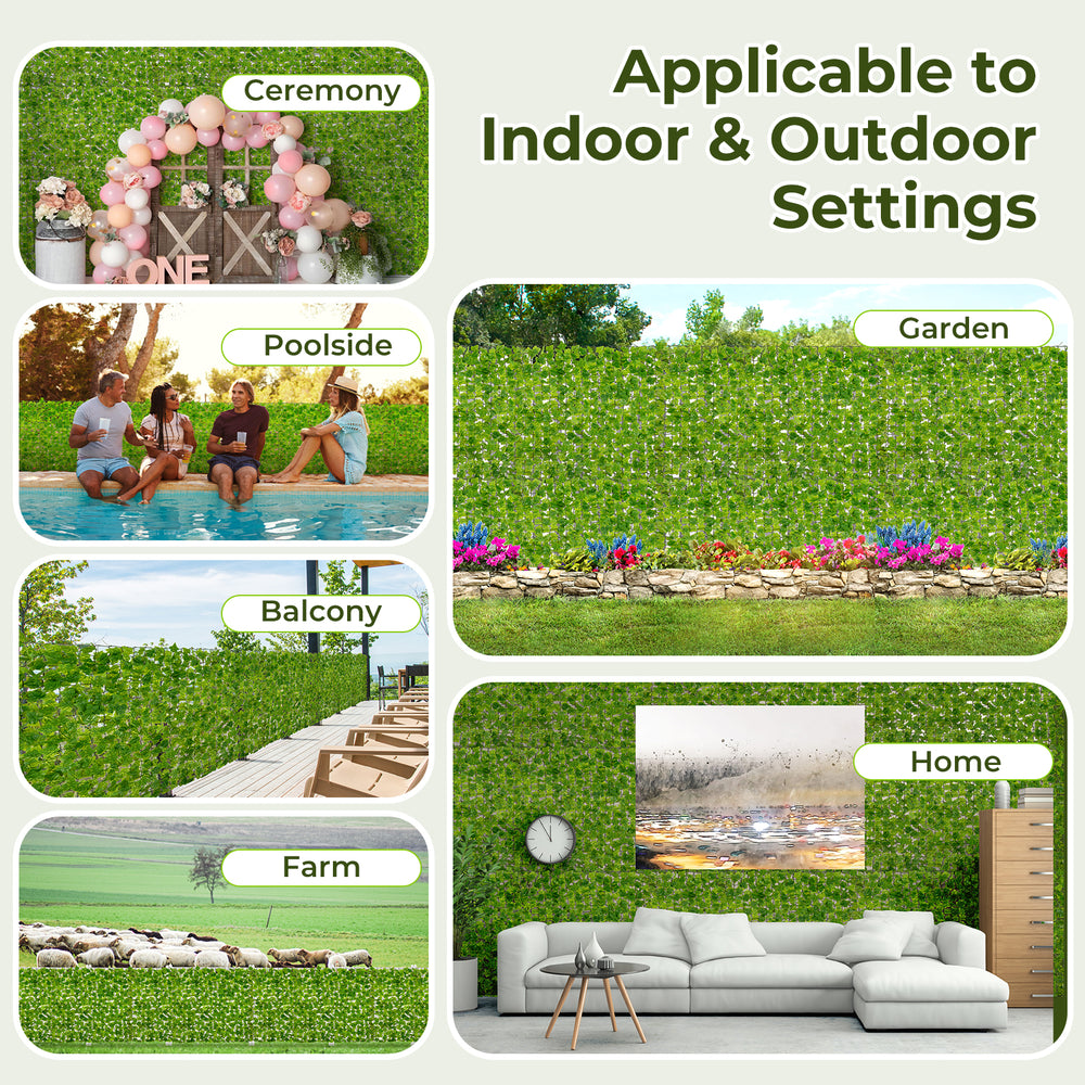 Artificial ivy privacy fence in a garden setting, 120 x 40 inches, ideal for outdoor decoration and privacy.