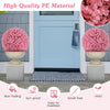 Faux pink eucalyptus decorative balls with 7 layers of leaves, made from non-fading PE material for outdoor use.