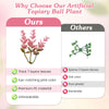 Faux purple eucalyptus decorative ball plant with thick 7-layer leaves in eye-catching pink for garden or wedding decor.