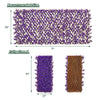 Dimension chart of decorative faux purple eucalyptus fencing panel with real willow frame for flexible size adjustments.