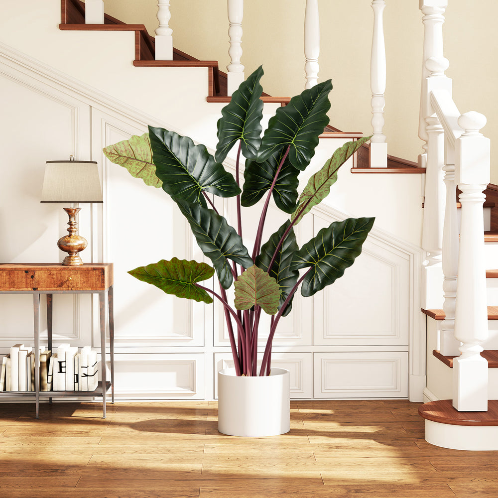 Artificial Rainbow Taro Tree 63" Tall with 11 Faux Leaves-1 Pack - Gallery View 1 of 9
