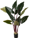 Artificial Rainbow Taro Tree with 11 large faux leaves, 63" tall, perfect for home or office decor.