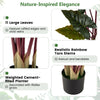 Close-up of the weighted cement-filled planter of the 63" Artificial Rainbow Taro Tree with realistic lifelike grass.